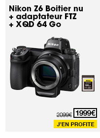 Nikon Z6 Boitier nu + adaptateur FTZ + XQD 64 Go